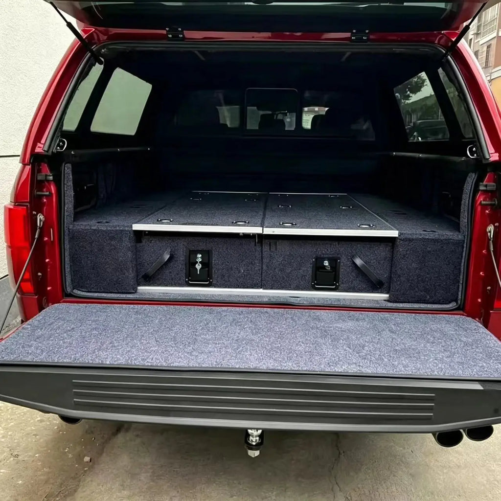 High Quality 4X4 Aluminum Pickup Truck Bed Camping Slide Out Drawer Decked Rear Storage System for F150