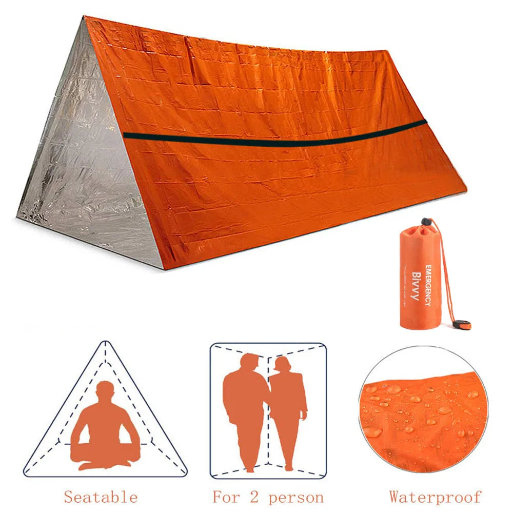 2 Person Emergency Shelter Survival Tent Kit Mylar Tube Tent /Waterproof