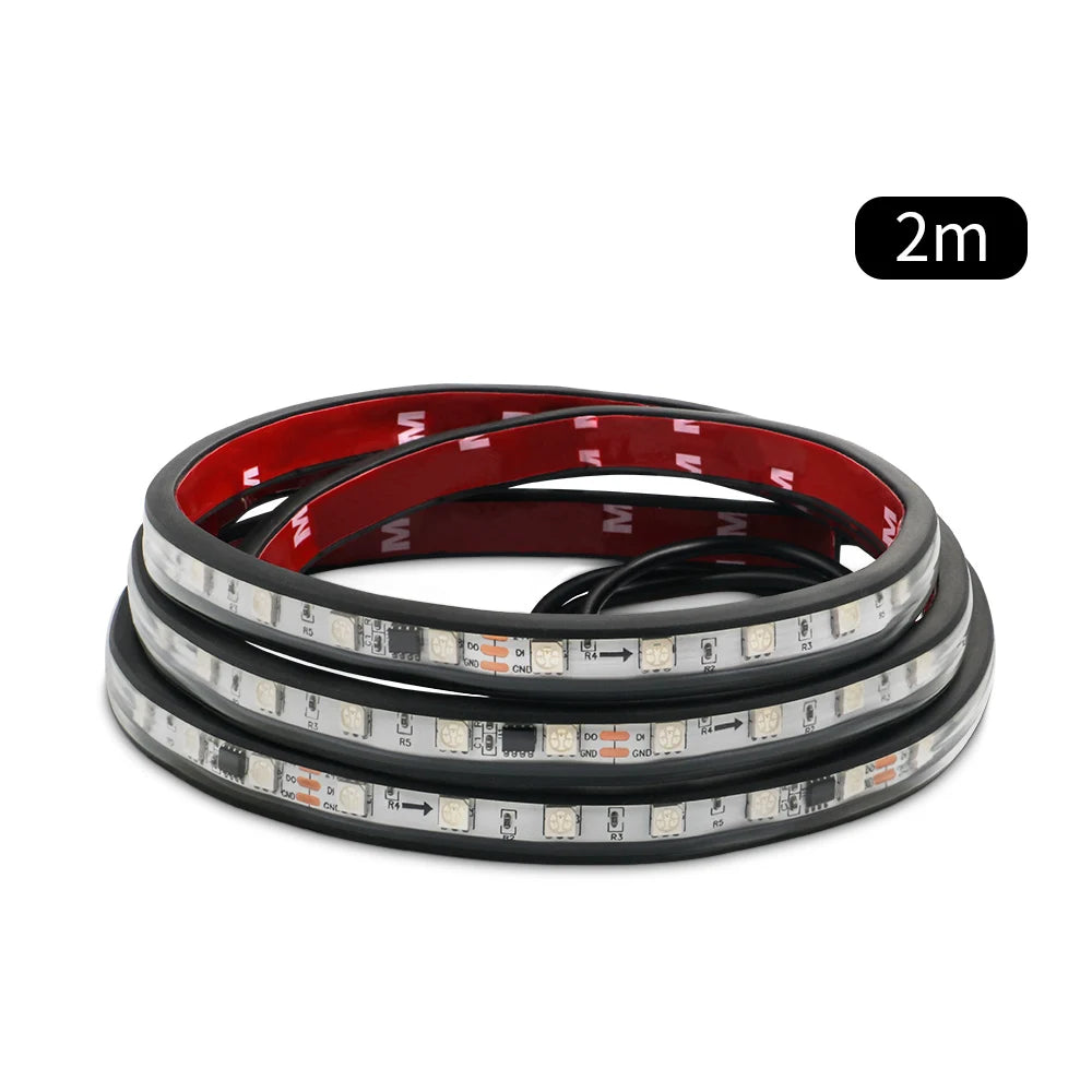 24V Truck LED DRL Light Strip RGB 64 Color Flowing Streamer Warning Flashing Driving Light Bar Car Ambient Lamp Vans Bus Styling
