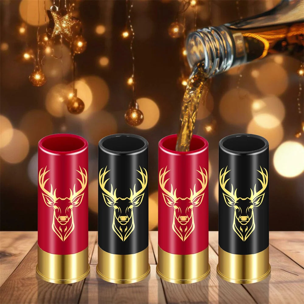 Give Him Elk ! 4pcs/Set Elk Head Decor 12 GA Plastic Shot Glasses for Hunters