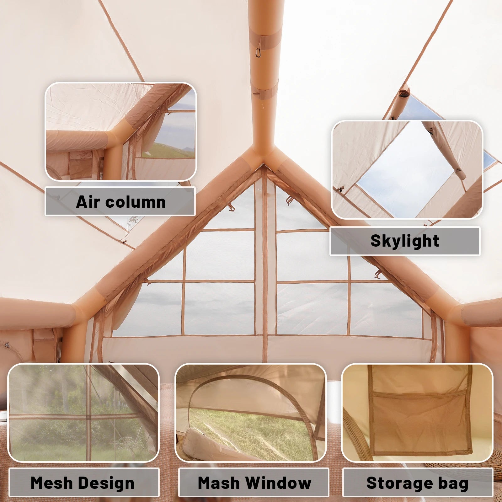 Quick Setup Inflatable Tent, Waterproof Family Tent for All Occasions, Portable Air Tent with Carry Bag
