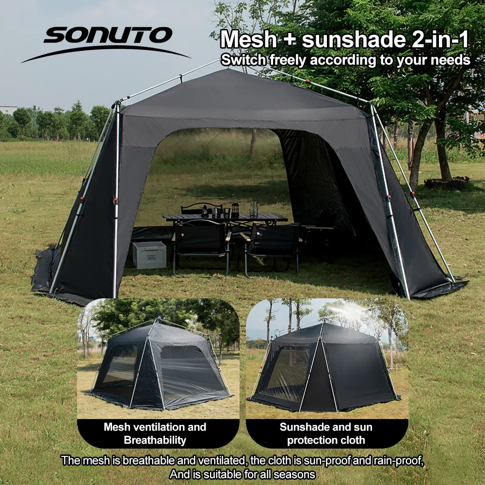 Large Family Camping Tent with Aluminum Frame Windproof & Waterproof Sun Shelter for Outdoors