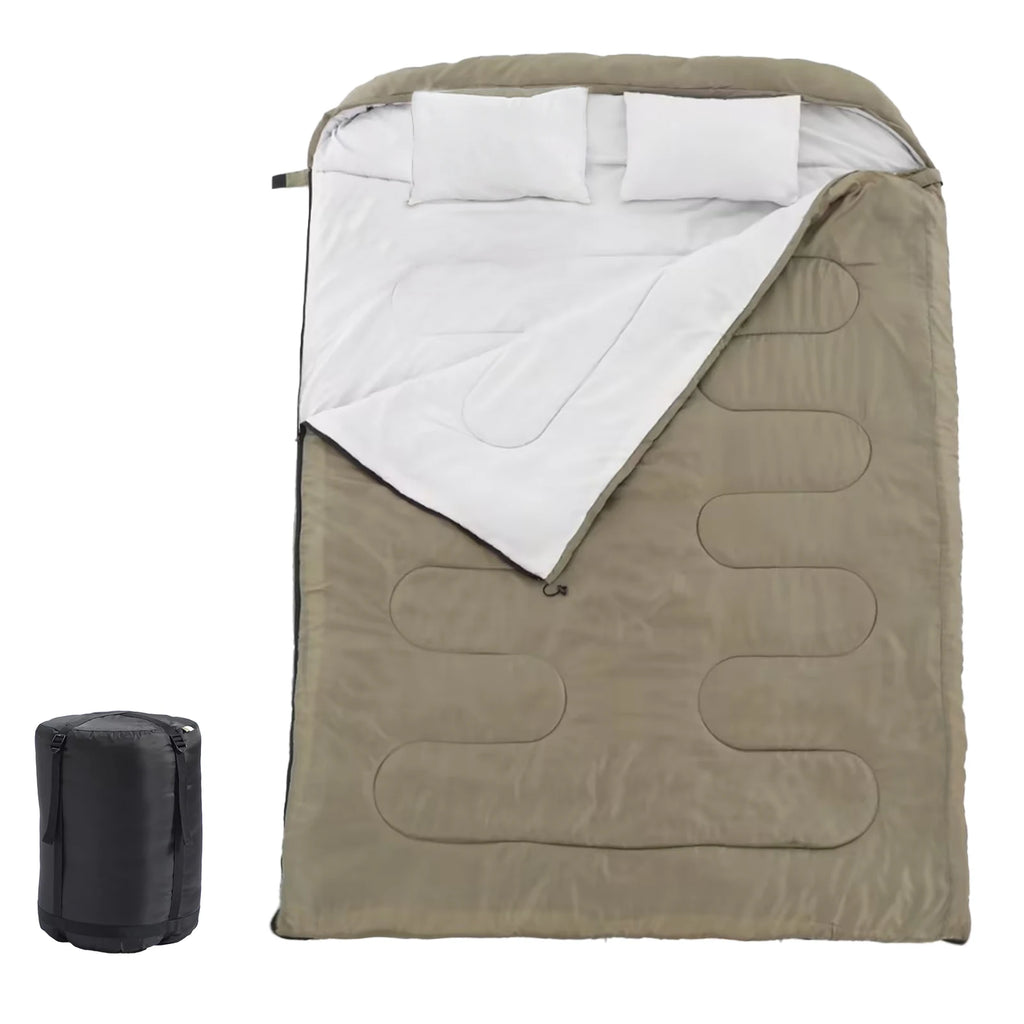 Couples/ Double Sleeping Bag for Adults with Pillow Lightweight 3 Season Comfort