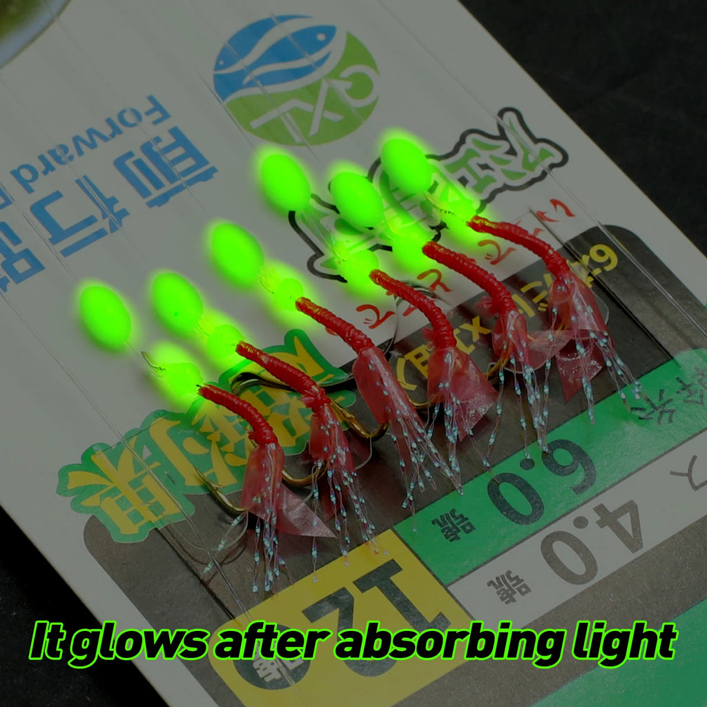 Bait Rig Size 4-18, Glowing Beads and High Carbon Steel Fishing Hooks,Fishing Kit for Bass,