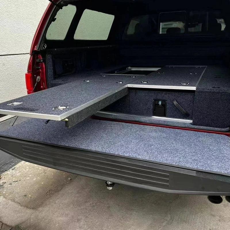 High Quality 4X4 Aluminum Pickup Truck Bed Camping Slide Out Drawer Decked Rear Storage System for F150