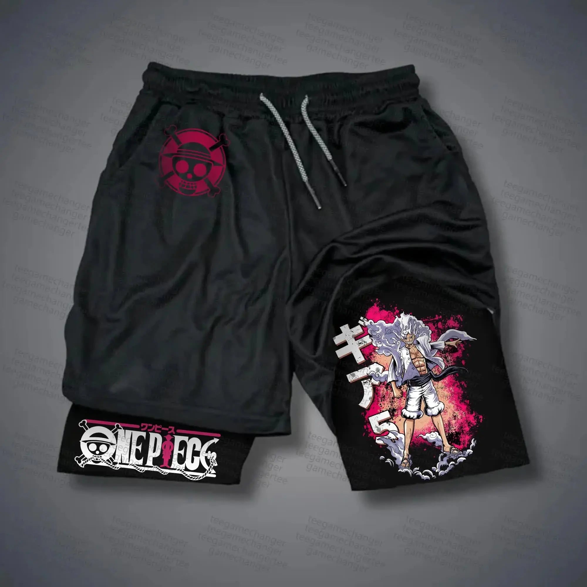 2026 ONE PIECE Classic Anime Printed Double-layer Summer Men's Loose Sports Breathable Shorts