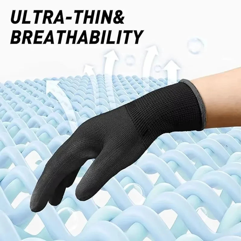 Multi-Pairs of Black Coated Gloves Black Nylon Coated Outdoor Safety Work Gloves Lightweight (package deal )