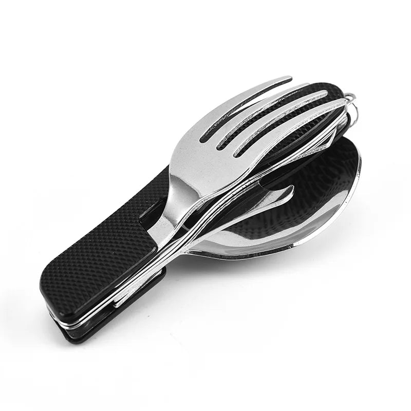 4 in1 Foldable Camping Utensil Set Multi-Functional Knife /Fork /Spoon /Bottle Opener