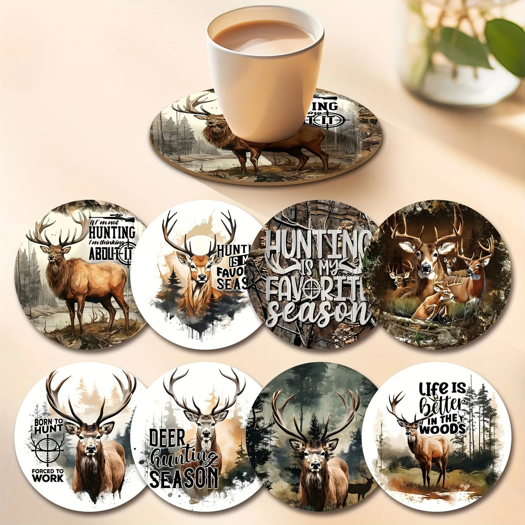 New for Her ! A set of 8-piece deer themed  coasters suitable for beverages, coffee, and tea -  Best Buy Item for Home Hunters