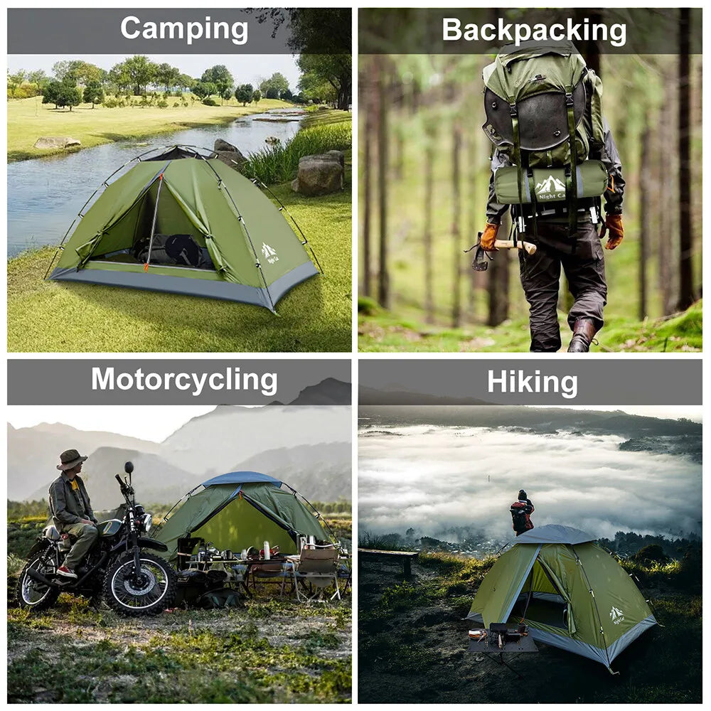 The Night Cat Upgraded Tents 1- 2 Persons Easy Clip Setup Camping Tent Adults Heavy Rainproof Compact Lightweight