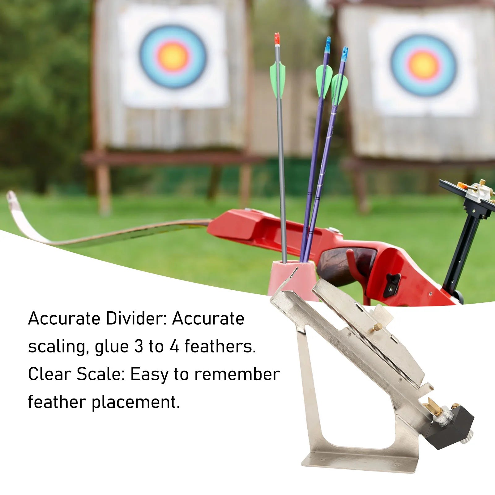 New Archery Fletching Tool Fletching Jig Stainless Steel Clear Scale Adjustable Anti Slip Feather Arrow Accessory