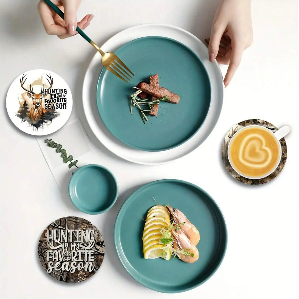 New for Her ! A set of 8-piece deer themed  coasters suitable for beverages, coffee, and tea -  Best Buy Item for Home Hunters
