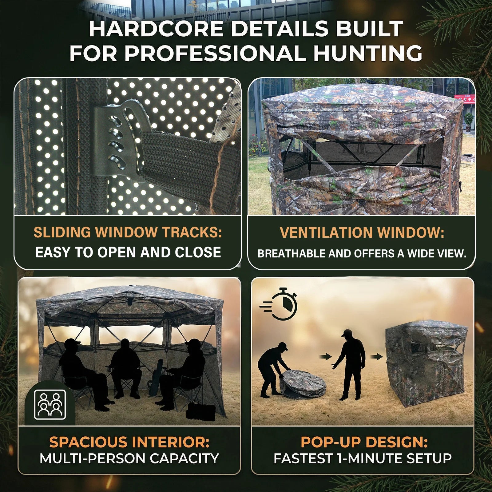 Swing Wide- Pop-Up Hunting Blind Easy Setup /Ground Shelter /Outdoor Blind with Storage for Deer /Turkey /Duck /Archery Season