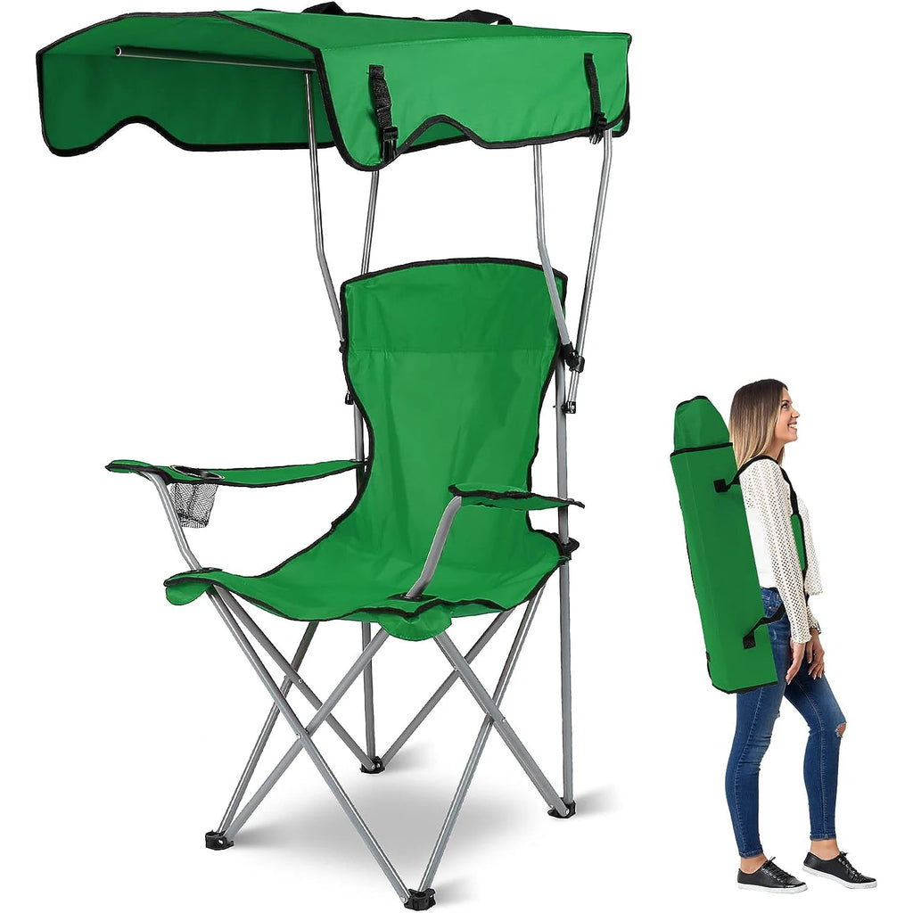 Portable Canopy Camping Chair, UV Protection Folding Chair with Shade for Beach, Picnic, Fishing Outdoor Activities