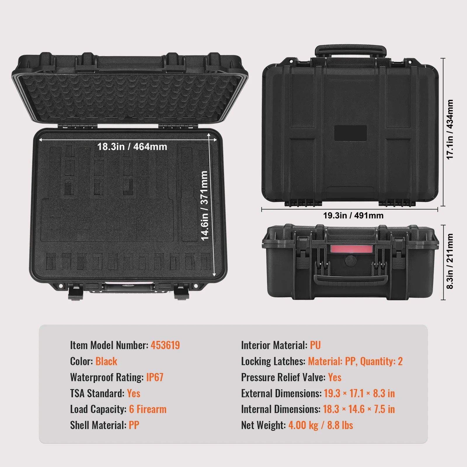 Best Seller ! Hard Pistol Cases with Pre-cut PU Foam Lining Waterproof Dust-proof Hard Lockable Pistol Case