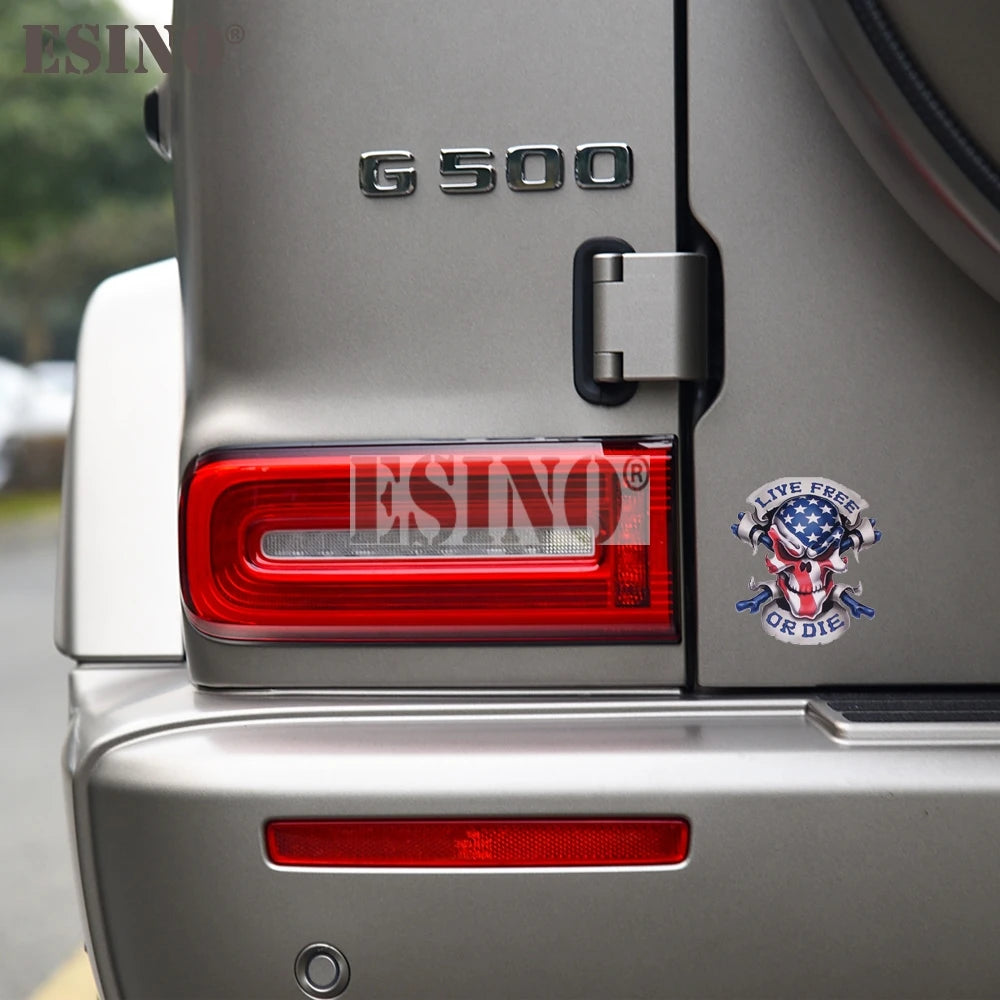 NEW/Hot Item ! Patriot USA America National Flag Live Free Or Die Skull PVC Waterproof  Sticker
