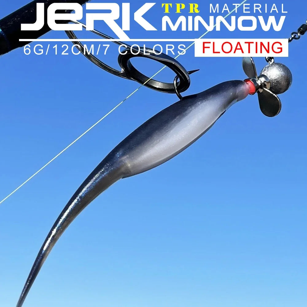 Spinpoler TPR Soft Bait Floating 12cm Jerk Minnow Fishing Shad Super Soft Flexible For Zander Pike Perch Bass Sea Fish Pesca