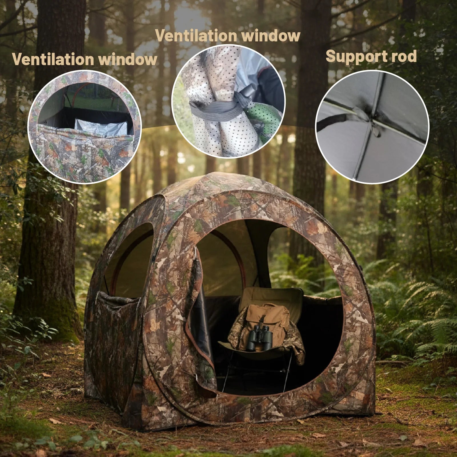 New Hut ! Hunting Blind Ground Shelter - Easy Setup And Storage for Deer Turkey And Duck Hunting