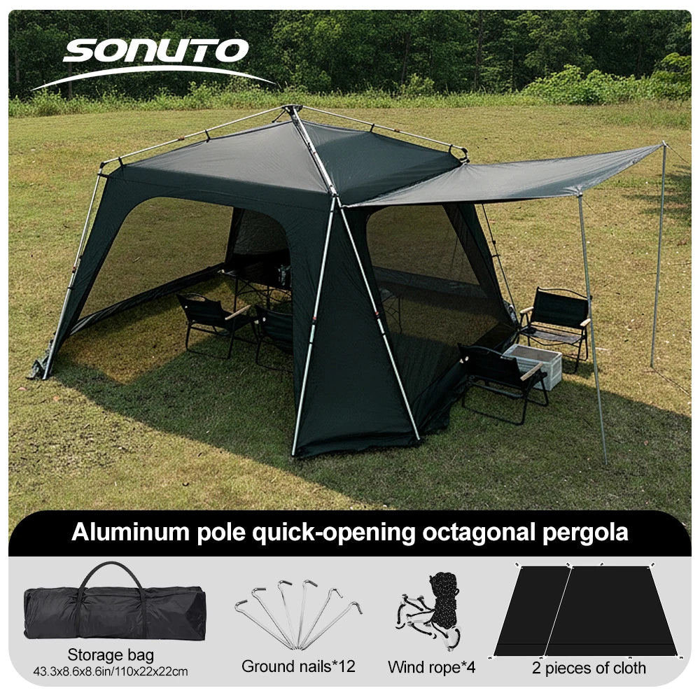 Large Family Camping Tent with Aluminum Frame Windproof & Waterproof Sun Shelter for Outdoors