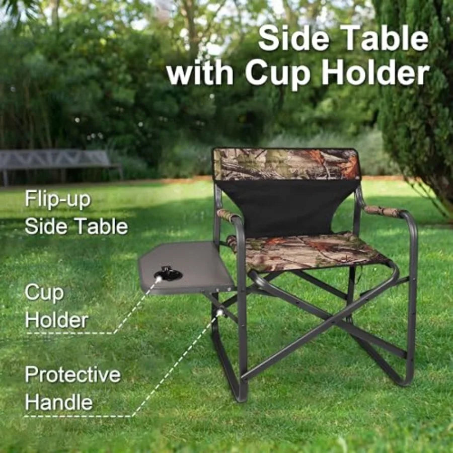 Directors Camping Chairs-Lightweight Folding Lawn Chairs with Side Table-Hunter/Outdoors- Design