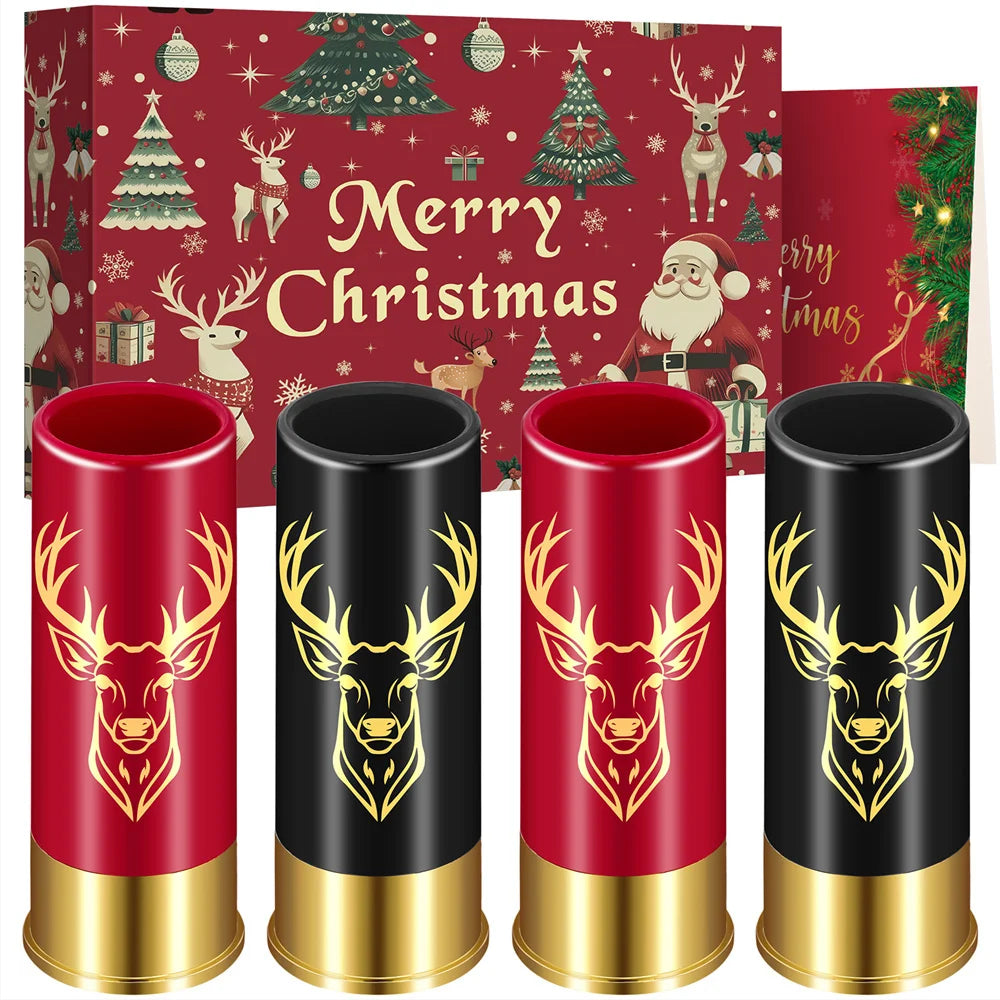 Give Him Elk ! 4pcs/Set Elk Head Decor 12 GA Plastic Shot Glasses for Hunters