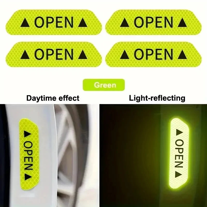 ALL NEW ITEM! 4 pack  Door Reflective Safety Stickers for Night Visibility. Easy to Apply,