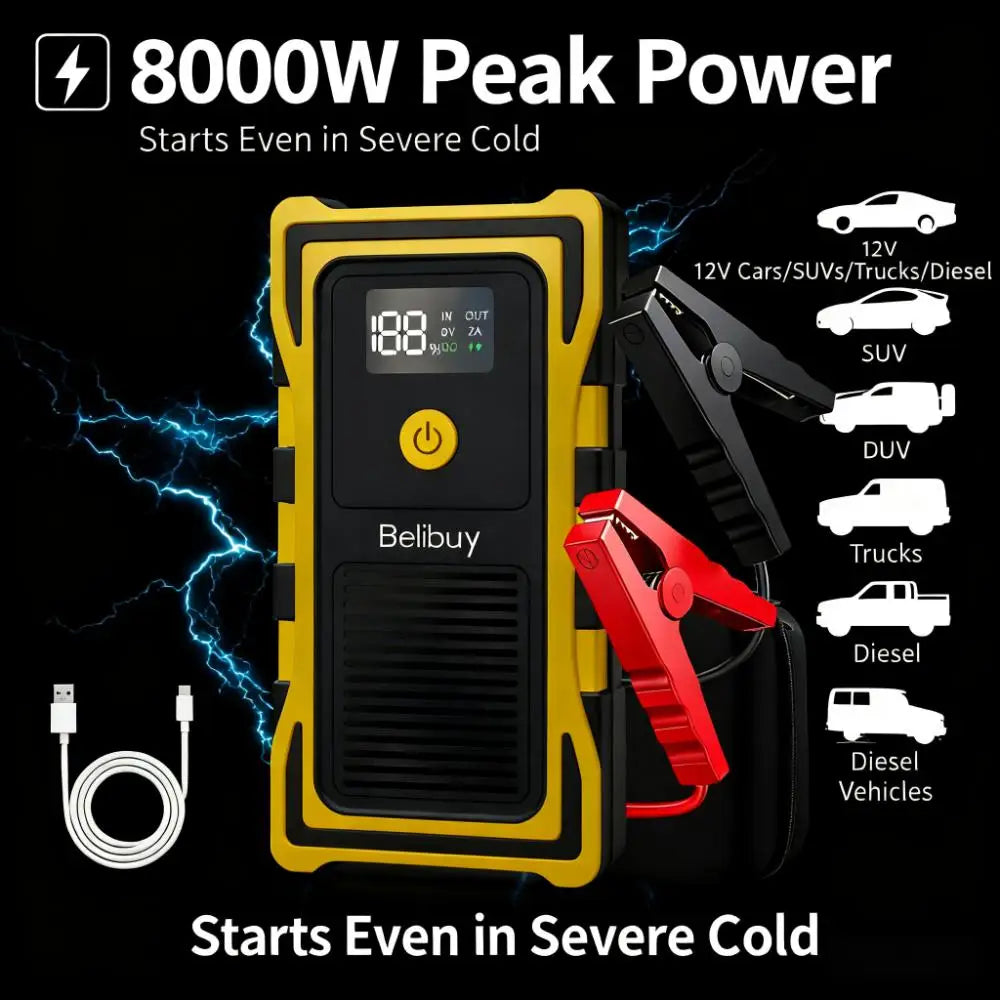 12VCar Battery Starter,5000mAh Portable Emergency Jump Starter,