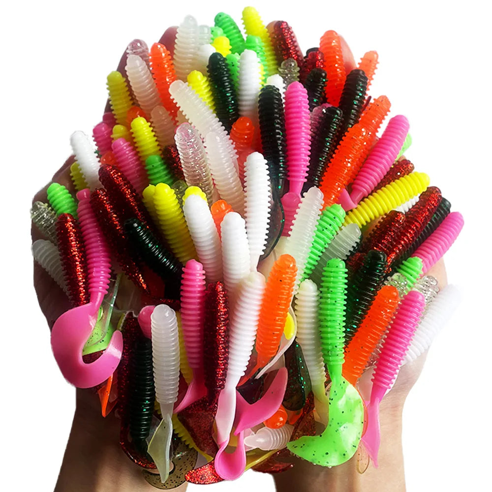 1PC- 100PCS Silicone Bait Fake Fish Wobblers Crankbait Lures Artificial