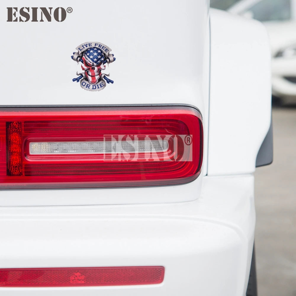 NEW/Hot Item ! Patriot USA America National Flag Live Free Or Die Skull PVC Waterproof  Sticker