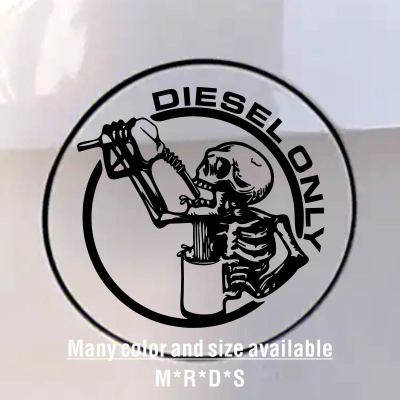 Diesel Only Skeleton Skull Car Sticker Decal for Fuel Tank Cap Truck