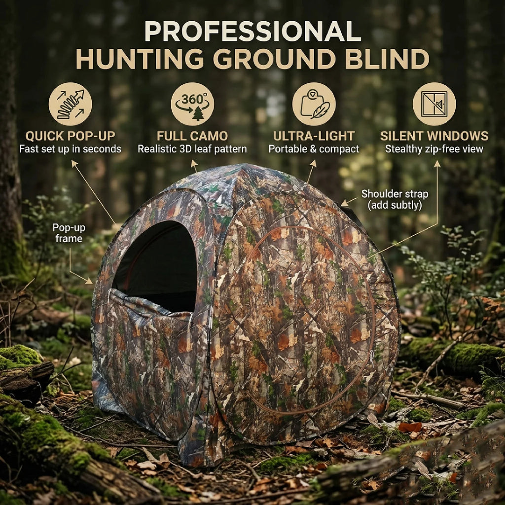 New Hut ! Hunting Blind Ground Shelter - Easy Setup And Storage for Deer Turkey And Duck Hunting