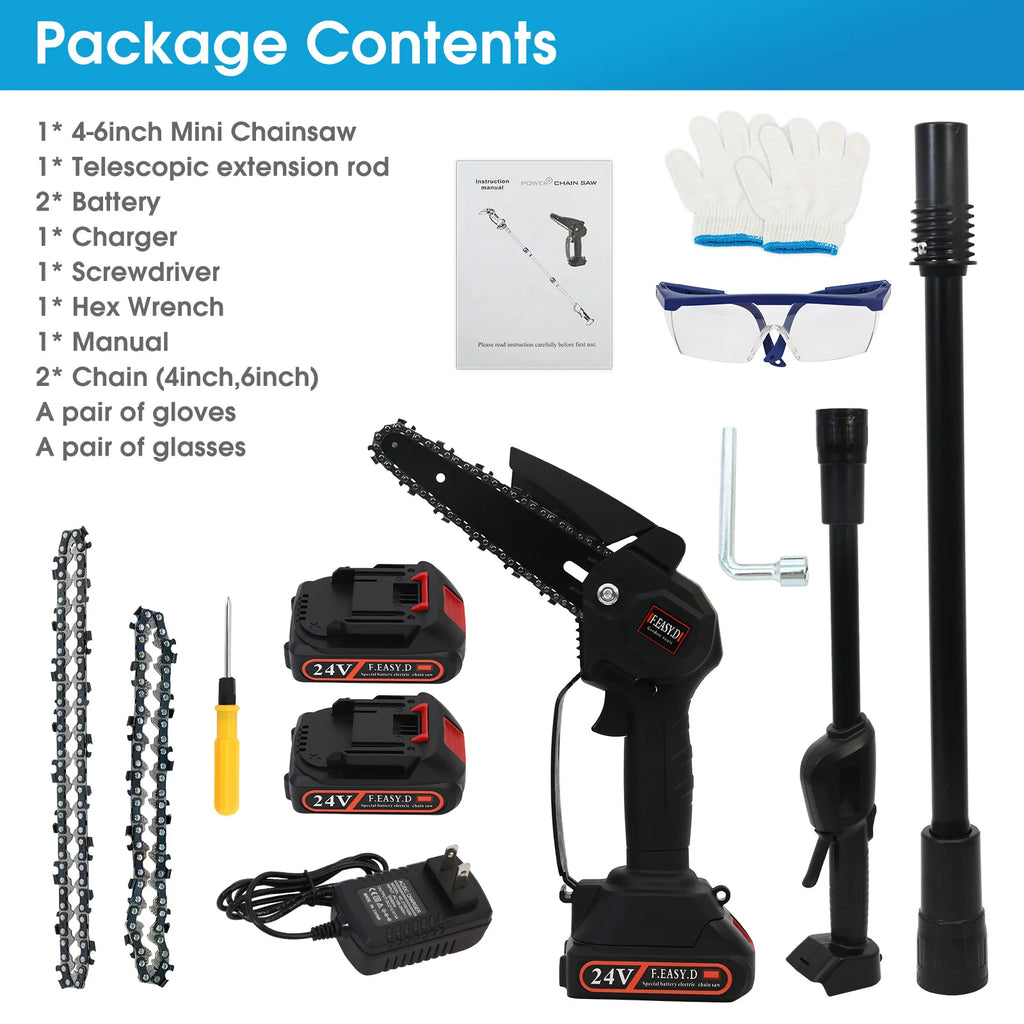 Timberline Package Deal/2-in-1 Cordless Pole Saw 6 inch& 4 inch Bar