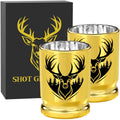 Deer Head Golden Plastic Shot Glasses Bulk Set 50 Caliber Bullet Shot Cups for Whiskey