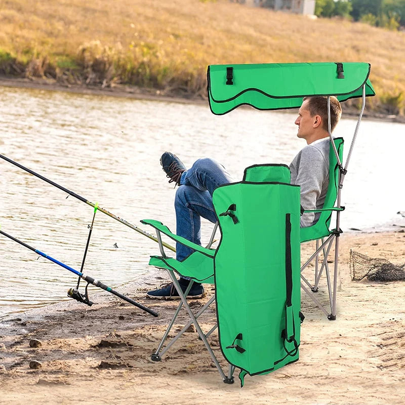 Portable Canopy Camping Chair, UV Protection Folding Chair with Shade for Beach, Picnic, Fishing Outdoor Activities