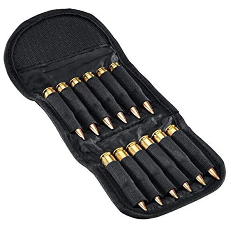 Flip open Ammo Pouch Cartridge Carrier 12 Round Rifle Ammo Bag Hunting Bullet Holder