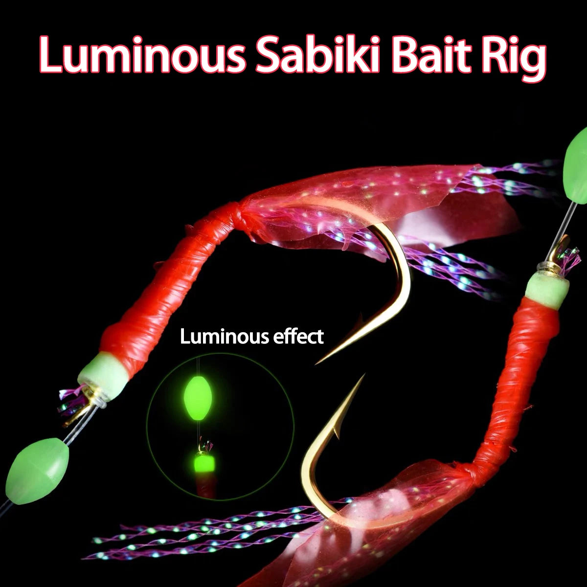 Bait Rig Size 4-18, Glowing Beads and High Carbon Steel Fishing Hooks,Fishing Kit for Bass,