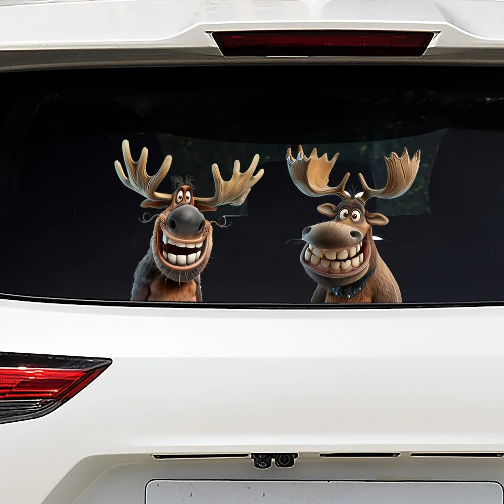 4PCS Cartoon Moose Car Stickers for Auto Window /Bumper/Side Body /Trunk Waterproof