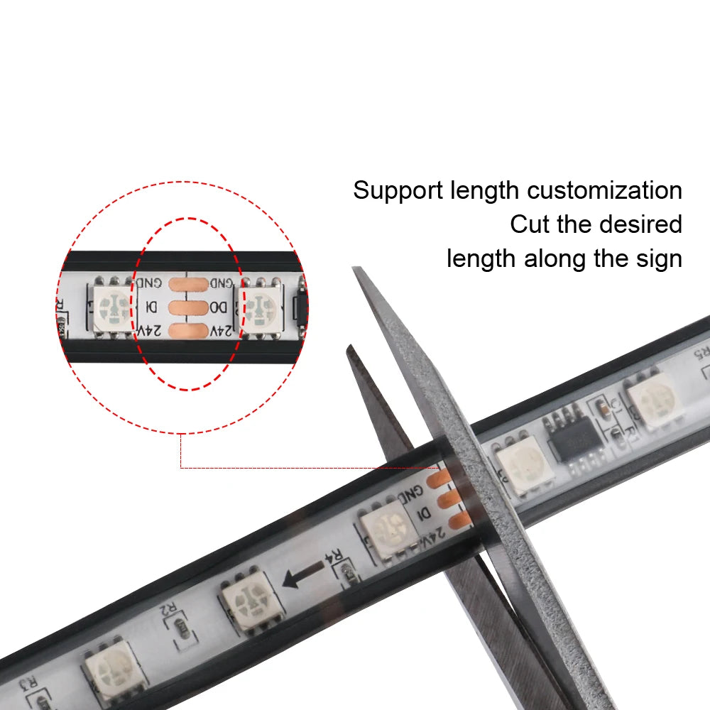 24V Truck LED DRL Light Strip RGB 64 Color Flowing Streamer Warning Flashing Driving Light Bar Car Ambient Lamp Vans Bus Styling