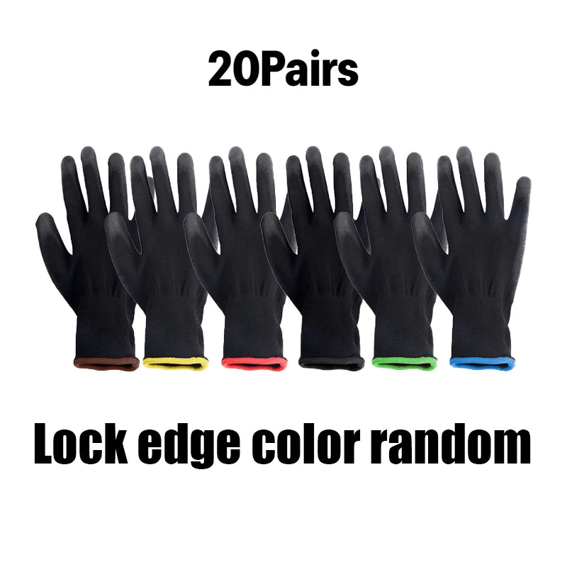 Multi-Pairs of Black Coated Gloves Black Nylon Coated Outdoor Safety Work Gloves Lightweight (package deal )