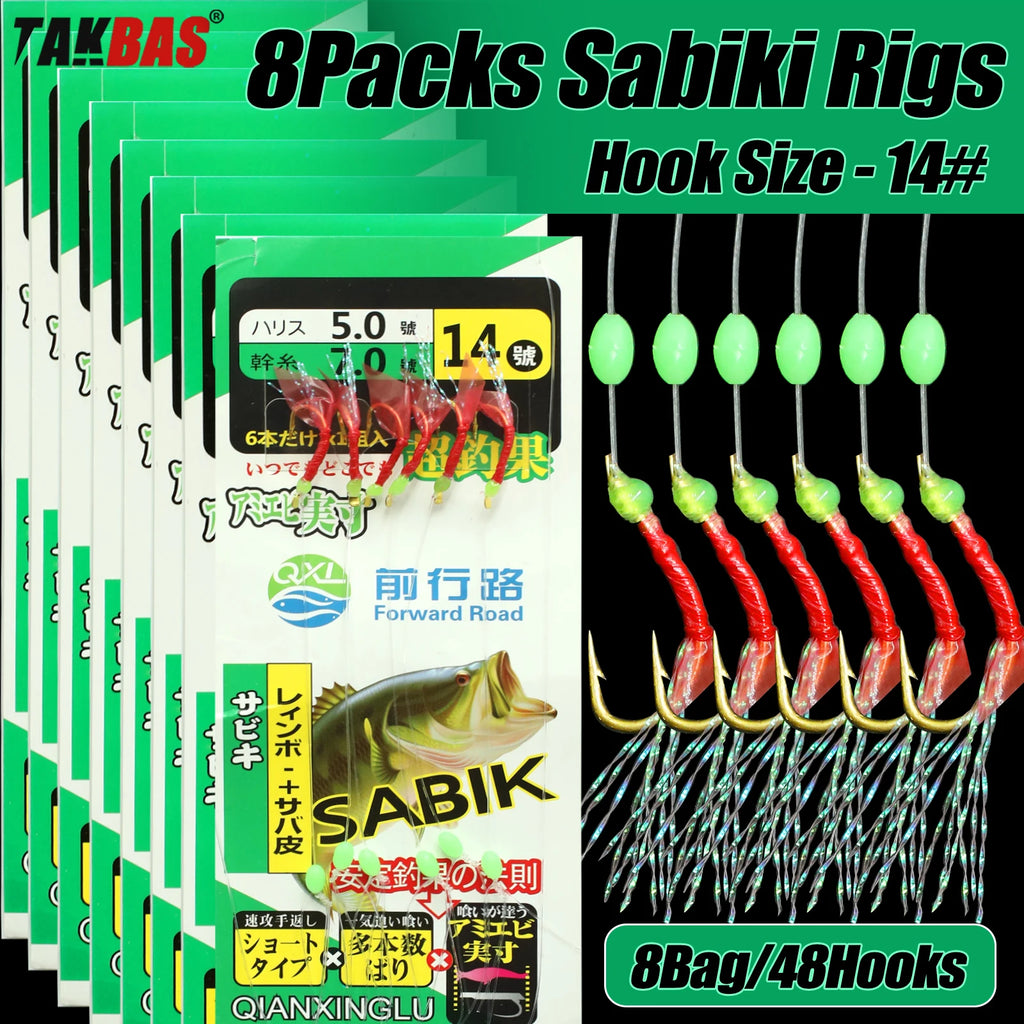 Bait Rig Size 4-18, Glowing Beads and High Carbon Steel Fishing Hooks,Fishing Kit for Bass,