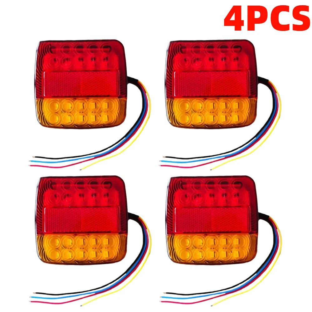 12V 20LED Tail Light 1-4pcs - Waterproof Durable Rear Turn Signal & Warning Lamp, Universal for Truck Trailer RV Boat Car