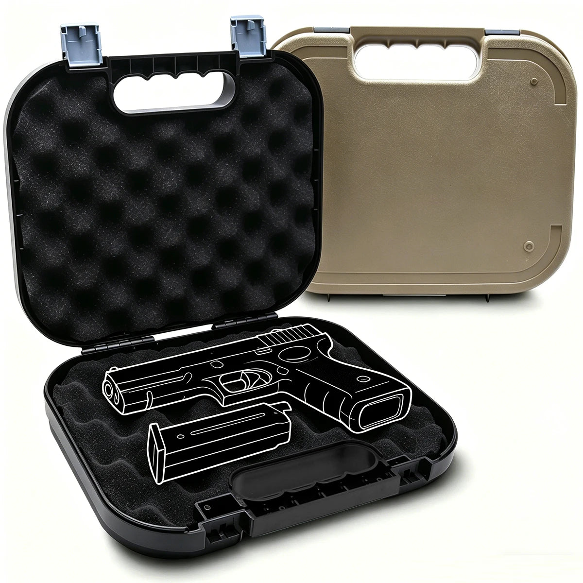 Home Defense-Tactical Pistol Case /Lockable with Padded Foam Protection/Fits Most all Glock Pistols and Alike handguns.