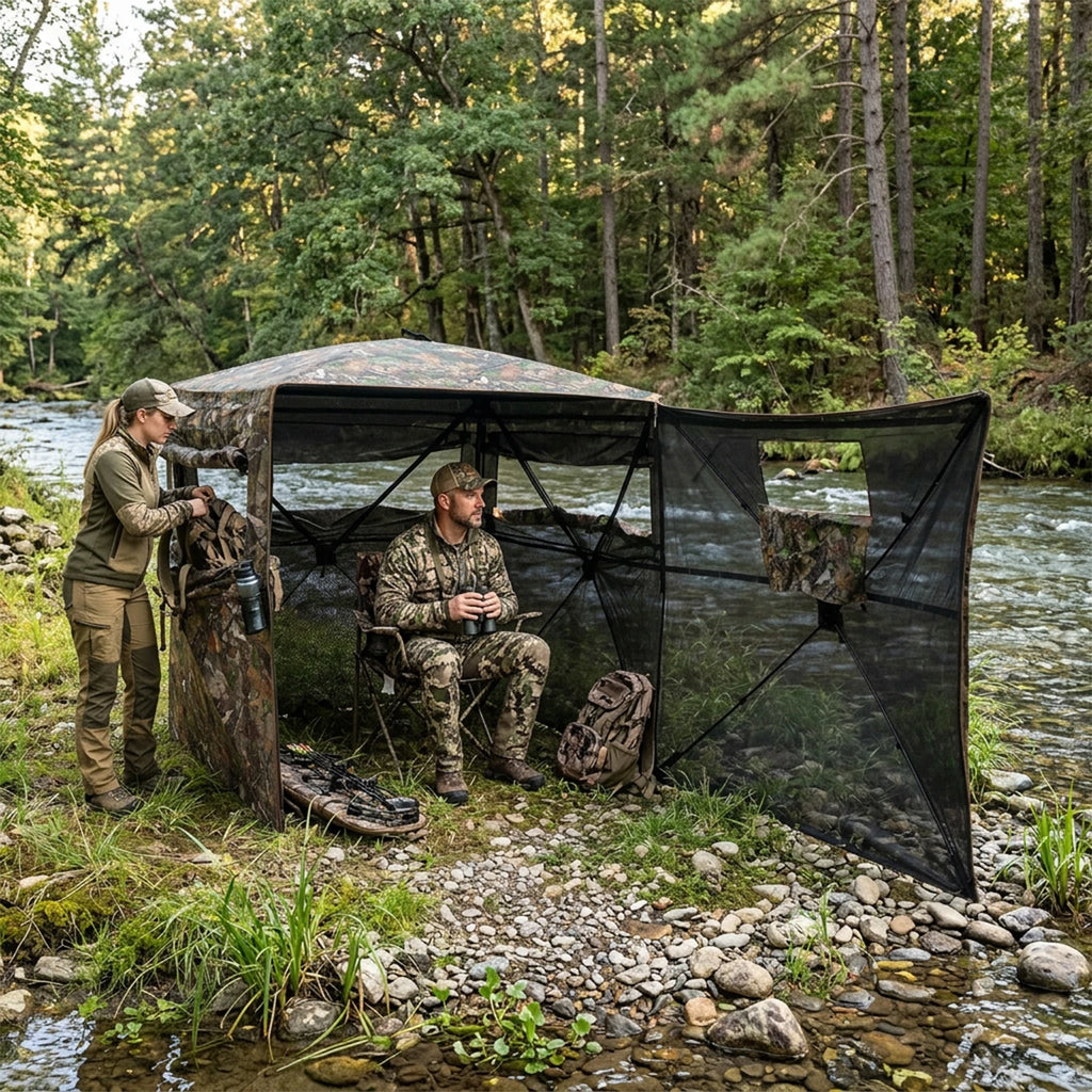 Swing Wide- Pop-Up Hunting Blind Easy Setup /Ground Shelter /Outdoor Blind with Storage for Deer /Turkey /Duck /Archery Season