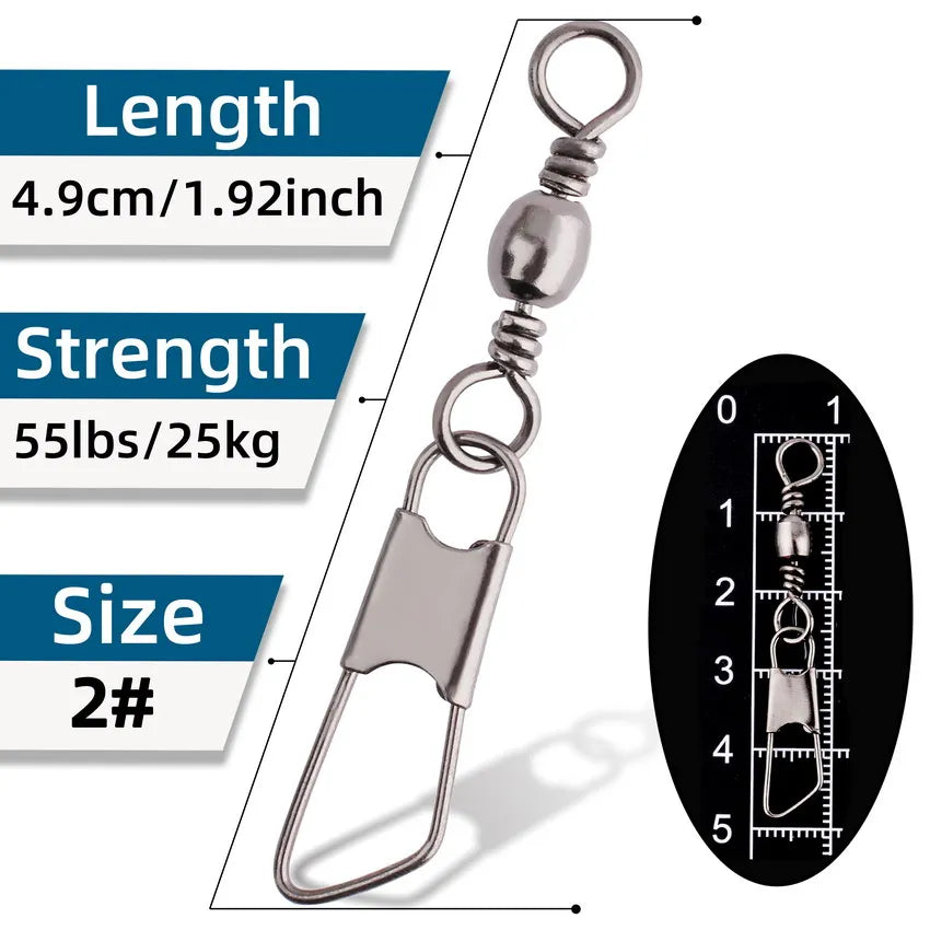 #3-size //Box Brass Barrel with Interlock Snap Swivels Tackle Tool