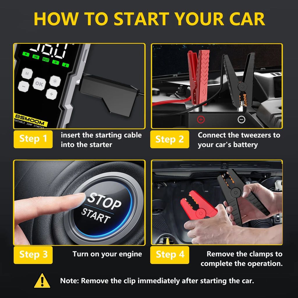 7000A Car Jump Starter with Air Compressor Battery Booster 12V Power Bank with LED Flashlight,with Voltage Display
