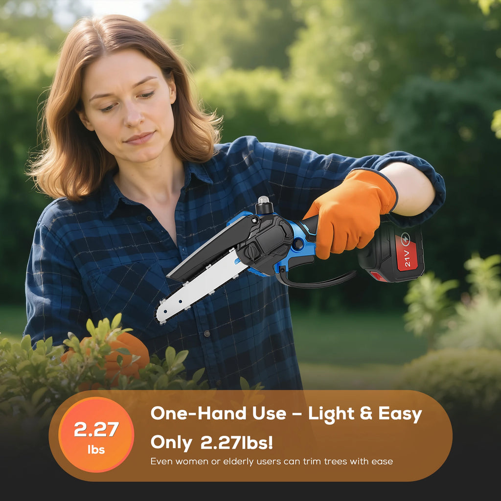 Outdoors Choice , 6 Inch Portable Electric Chainsaw with 2 Batteries&Plastic Box,