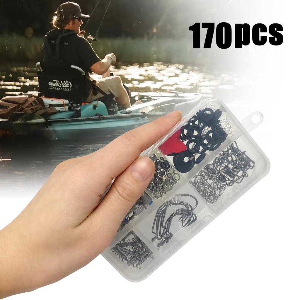170-pcs Professional Fishing Kit with Tackle Box, Hooks Sinkers Swivels  Fishing Complete Lure Set