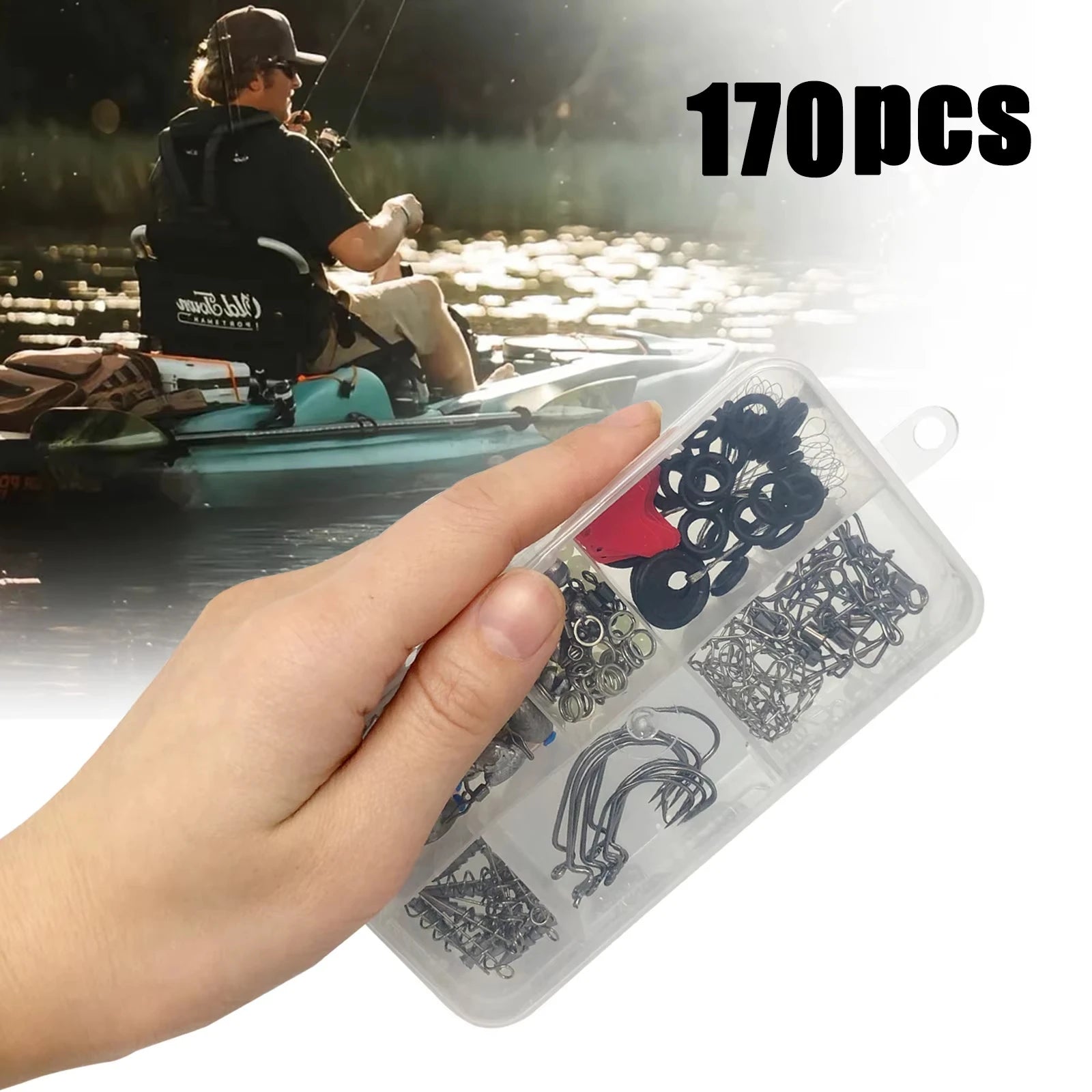 170-pcs Professional Fishing Kit with Tackle Box, Hooks Sinkers Swivels  Fishing Complete Lure Set