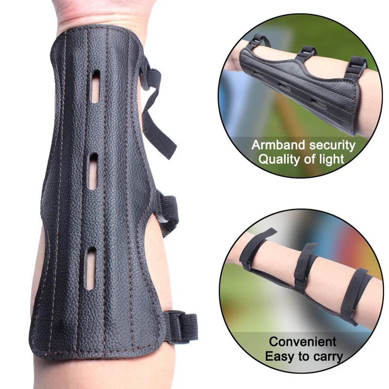 Leather Archer Arm Guard Protection Forearm Safe Adjustable Bow Arrow Hunting Shooting Protector