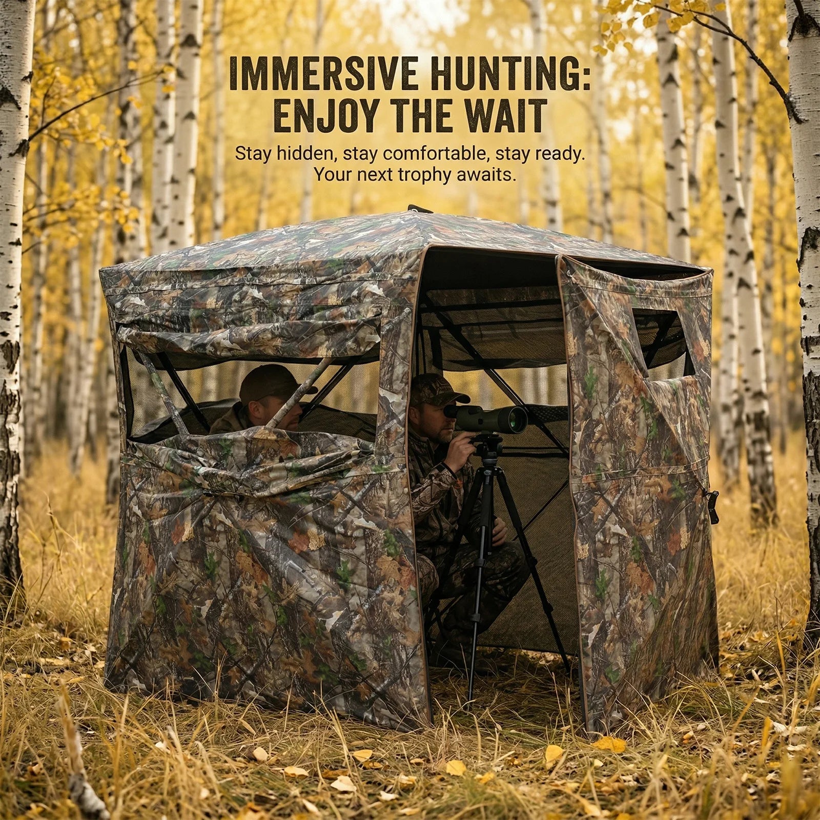 Swing Wide- Pop-Up Hunting Blind Easy Setup /Ground Shelter /Outdoor Blind with Storage for Deer /Turkey /Duck /Archery Season